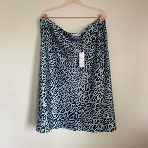 rebecca minkoff leopard print baby blue maxi skirt